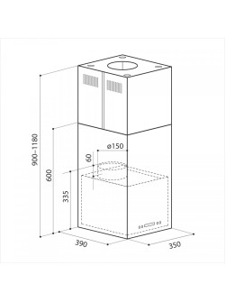 LEX Tubo Quattro Isola 350 Inox